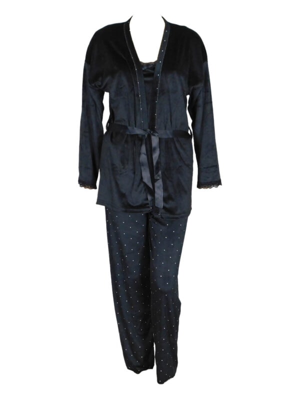 ΓΥΝΑΙΚΕΙΟ ΒΕΛΟΥΔΙΝΟ ΣΕΤ 3 ΤΜΧ ΠΥΤΖΑΜΑ/HOMEWEAR 13451-25 - ΜΑΥΡΟ