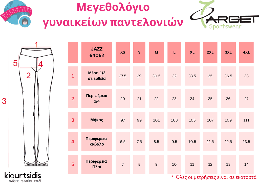 ΓΥΝΑΙΚΕΙΟ ΦΟΡΜΟΚΟΛΑΝ MODAL JAZZ TARGET W25/64052 10 – ΜΑΥΡΟ 3 Target size chart γυναικεία παντελόνια jazz