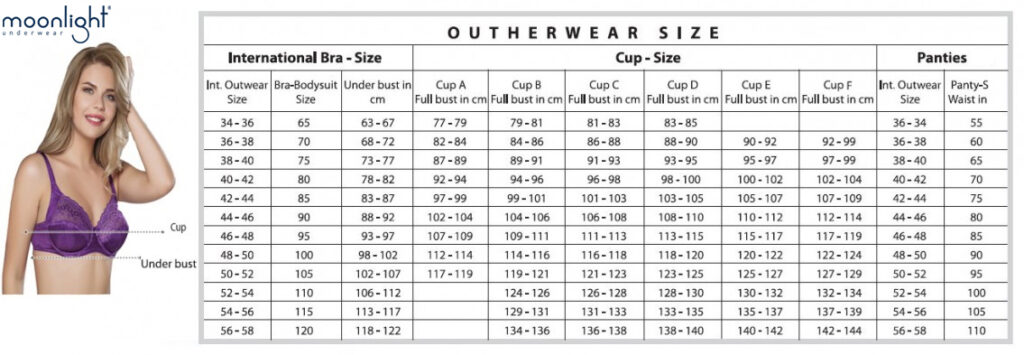 Moonlight size chart 2605