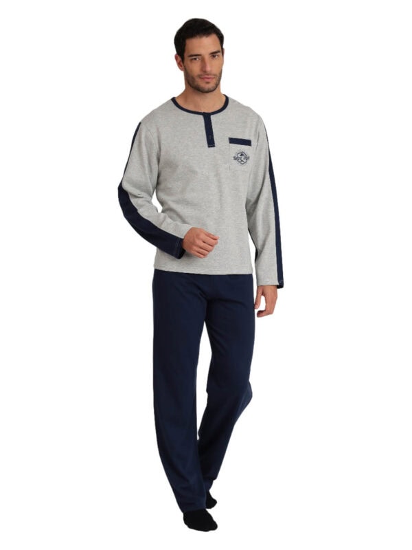 pytzama LCR MU 24622 grey melange-blue 2409 2