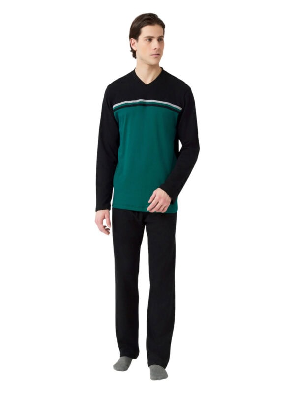 pytzama MIN STRIPE PUNTO di ROMA 71181 045 black-green alpine 2502 1
