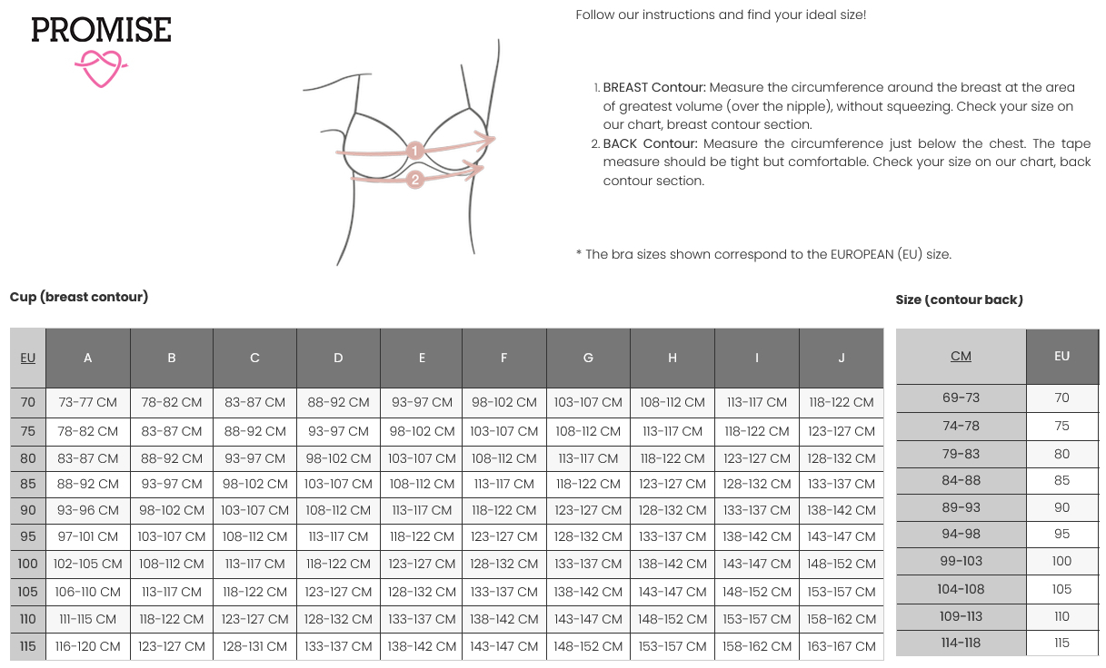 ΓΥΝΑΙΚΕΙΟ ΣΟΥΤΙΕΝ ΜΕ ΜΠΑΝΕΛΑ PROMISE KARINA PUSH UP W1871 – ΜΑΥΡΟ 2 PROMISE bra Size Guide 2607