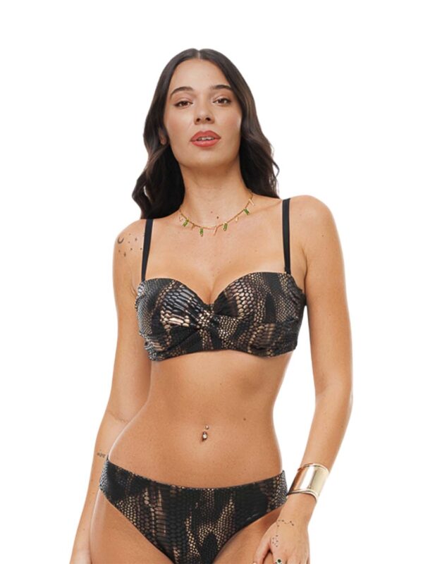 BLP CROCO EFFECT STRAPLESS UNDERWIRE BIKINI TOP 26066075D 18 brown animal 2604 1