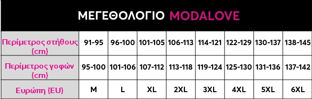 MODALOVE W size chart 2604