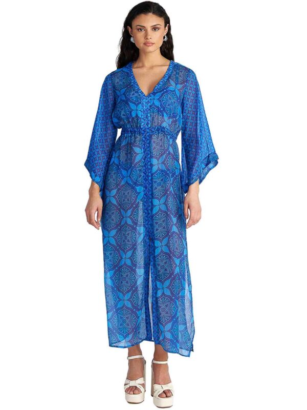 kaftan B4U BLUE IKAT SEMI-SHEER MAXI DRESS KAFTAN 26384581 25 ciel 2606 1