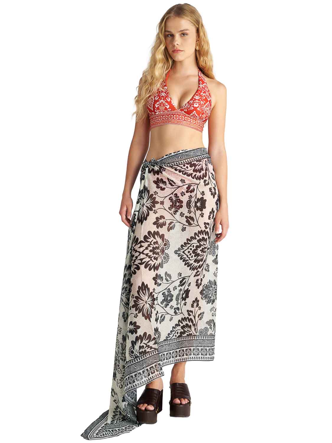 B4U CORAL DAMASK PRINTED PAREO 26383420-02 black 2607 1 B4U CORAL DAMASK PRINTED PAREO 26383420-02 black 2607 1