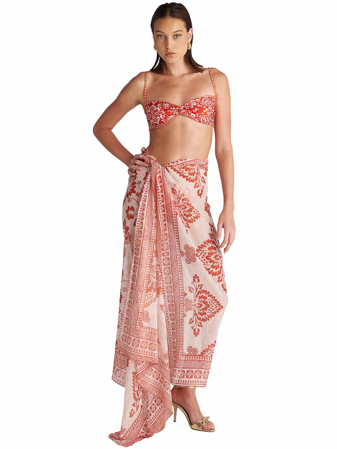 B4U CORAL DAMASK PRINTED PAREO 26383420-20 coral 2607 1 B4U CORAL DAMASK PRINTED PAREO 26383420-20 coral 2607 1